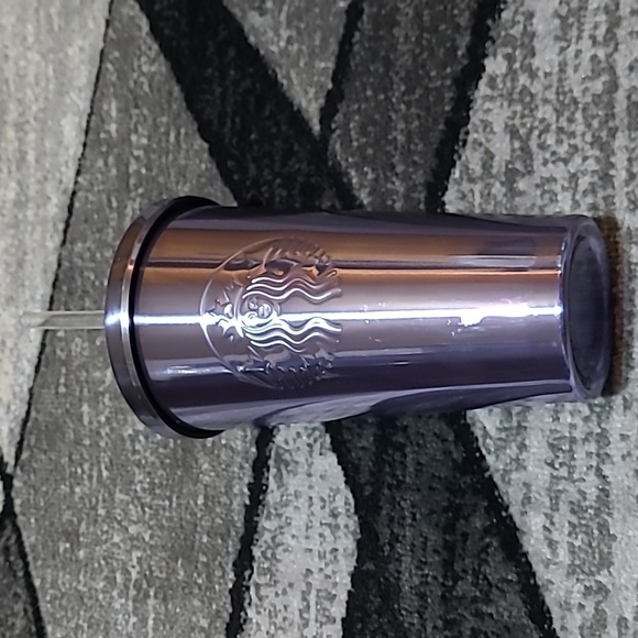 STARBUCKS 2016  SMOOTH IRIDESCENT PURPLE EMBOSSED SIREN STAINLESS STEEL TUMBLER - Picture 3 of 12